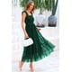 thumbnail image 4 of Vestido PRETTYGARDEN Midi de Tul sin Mangas con Fruncido Verde Oscuro XL, 4 of 9