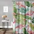 thumbnail image 2 of Orinice Tropical Flamingo Shower Curtains for Bathroom Green Palm Leaf Shower Curtain Set, Thick Textured Fabric Shower Curtain, 69x72, 2 of 7