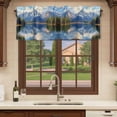 thumbnail image 6 of Blue Green Mountain Curtain Valances for Windows, Kitchen Valance Window Treatments Panel 2 Pack, Forest Pastoral Modern Art Rod Pocket Short Curtains for Bathroom Bedroom 42 x 18 Inch, 6 of 8