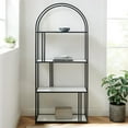 thumbnail image 3 of Contemporary Metal Arch Asymmetrical Faux Marble Bookcase in White Faux Marble, 3 of 4