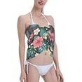 thumbnail image 4 of Kll Green Tropical Leaves Print Women'S Sarong Coverups Short Bathing Suit Wrap Skirt Beach Wrap Swimsuit Cover Ups, 4 of 7