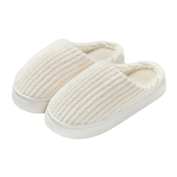YODETEY Striped Non-Slip Cotton Slippers - Ladies Cotton Memory Foam Streak Slippers Women's Slippers House Bedroom Slippers for Plush Comfy Lined Slide Shoes
