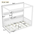thumbnail image 4 of Twin Size Canopy Bed Frame with 2 Tier Storage Shelves, Solid Wood Montessori Floor Bed with Fence and Door, No Spring Box Needed, White, 4 of 7