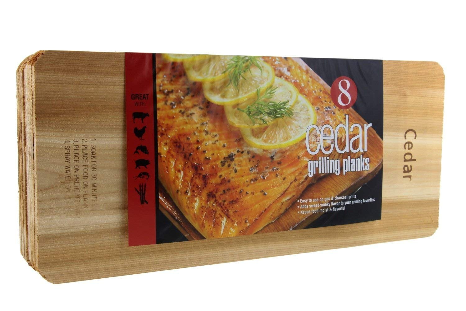 Coastal Cuisine Cedar BBQ Planks, 7x16 Set of 8 For Moist & Flavorful