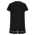 thumbnail image 5 of 2 Piece Womens Sets Short Sleeve Shirts and Shorts Casual Women V-Neck Splicing Short-Sleeved Solid Color Shorts Suit, 5 of 6