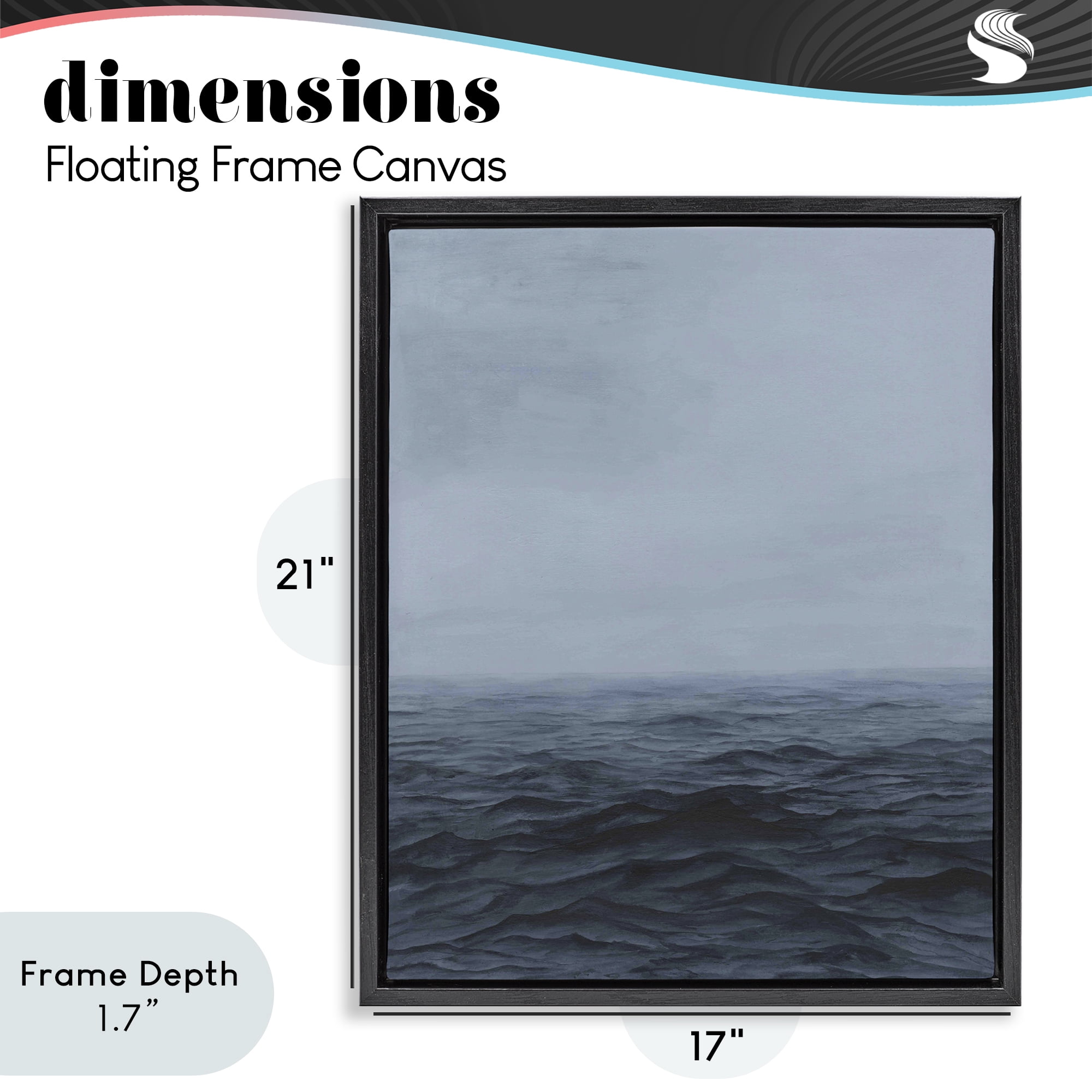 Stupell Industries Vast Ocean Expanse Black Framed Floater Canvas Wall Art, design by Michael Willett
