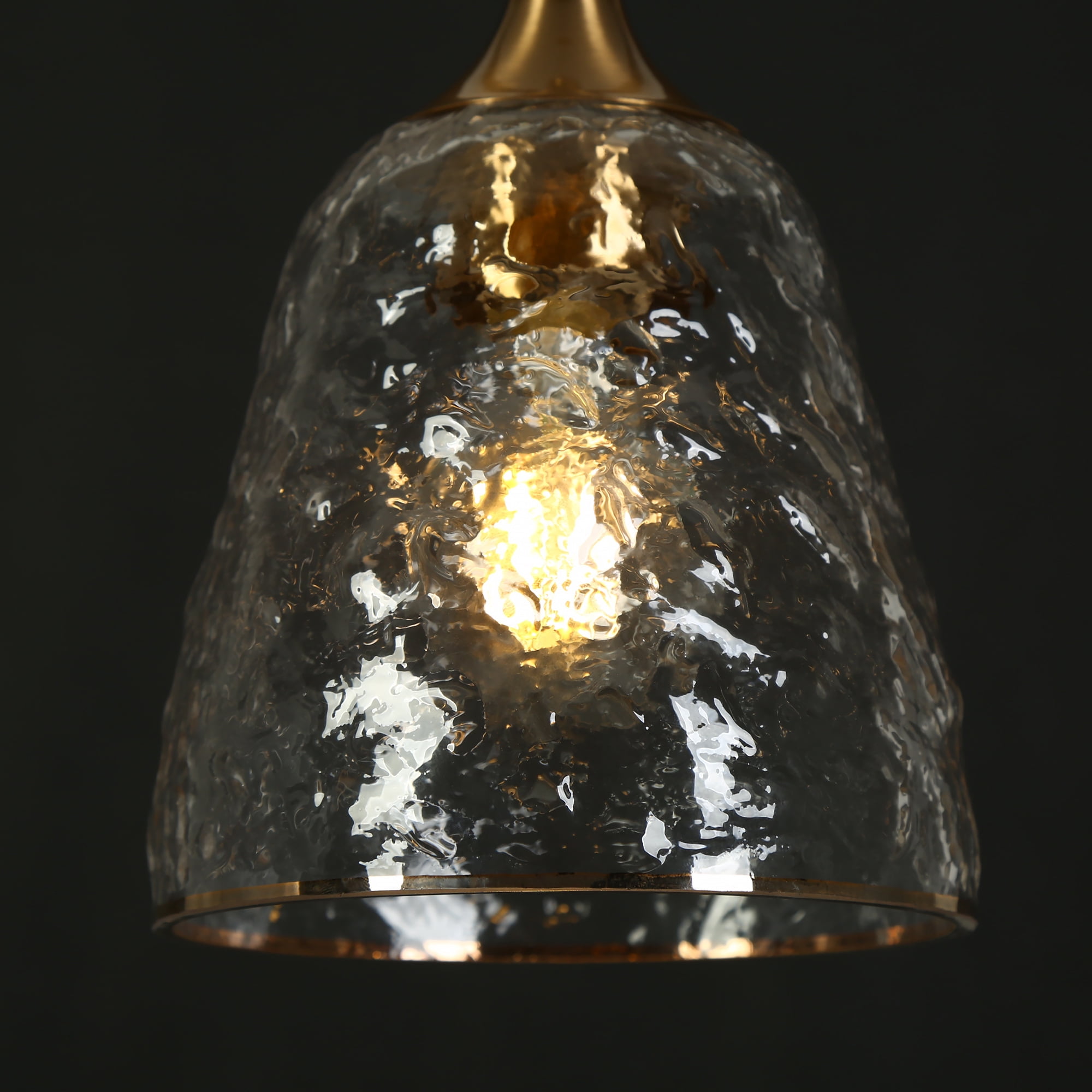 LNC Polished Brass Modern/Contemporary Ribbed Glass Bell LED Mini Hanging Pendant Light