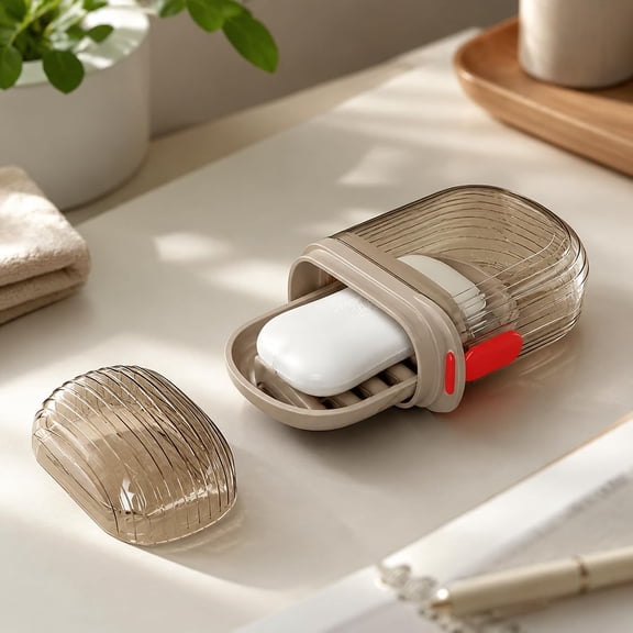 1pc Travel Soap Case - Soap Container with Lid - Leakproof | w/Quick Drainage Tray,Portable Bar Soaps Holder for Traveling, Soap Dish for Bathroom, Shower, Gym, School, Camping, Vacation
