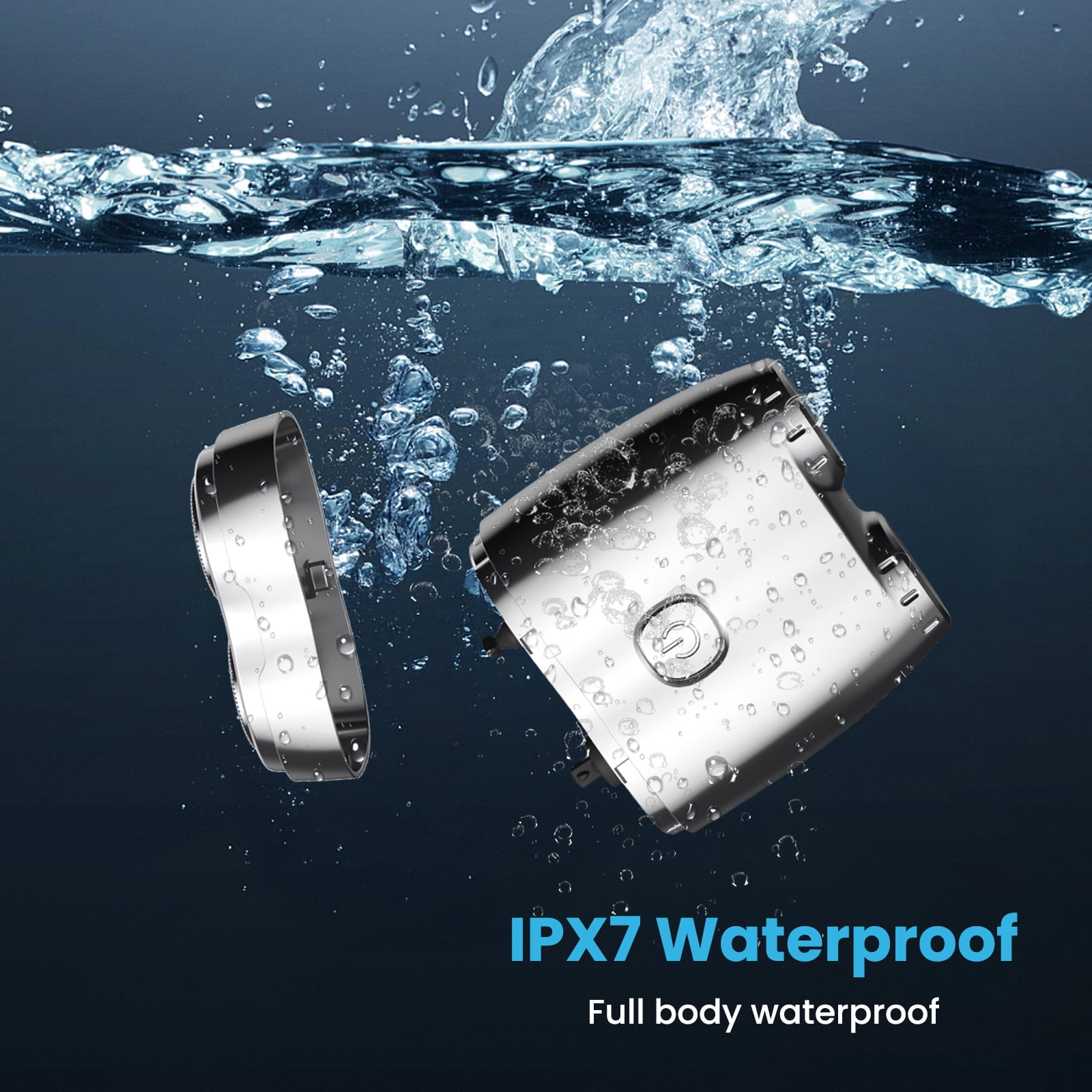 Electric Razor for Men: Portable Mini Shaver with Double Ring Floating Blade, IPX7 Waterproof Face Shavers with USB-C Fast Charge, Silver
