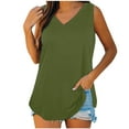 thumbnail image 2 of Sevevn Womens Tank V-Neck Basic Casual Flowy Summer Sleeveless T-Shirt Army Green XXL Summer Clearance, 2 of 7