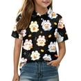 thumbnail image 3 of Grblisyd Girls Shirts Cute Animal Print Short Sleeve Collar Polo Shirts Casual Loose School Uniform Shirt, 3 of 6