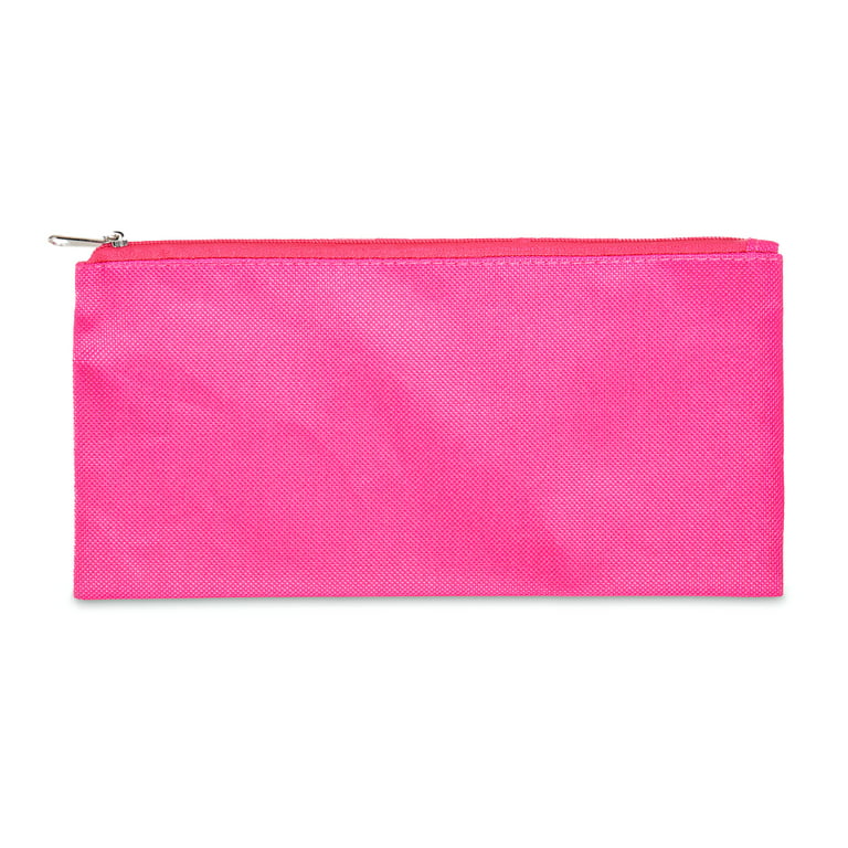 Noted by Post-it® Pen Pouch, Pink Transparent Plastic with Zipper, 7.5 in.  x 5.25 in.