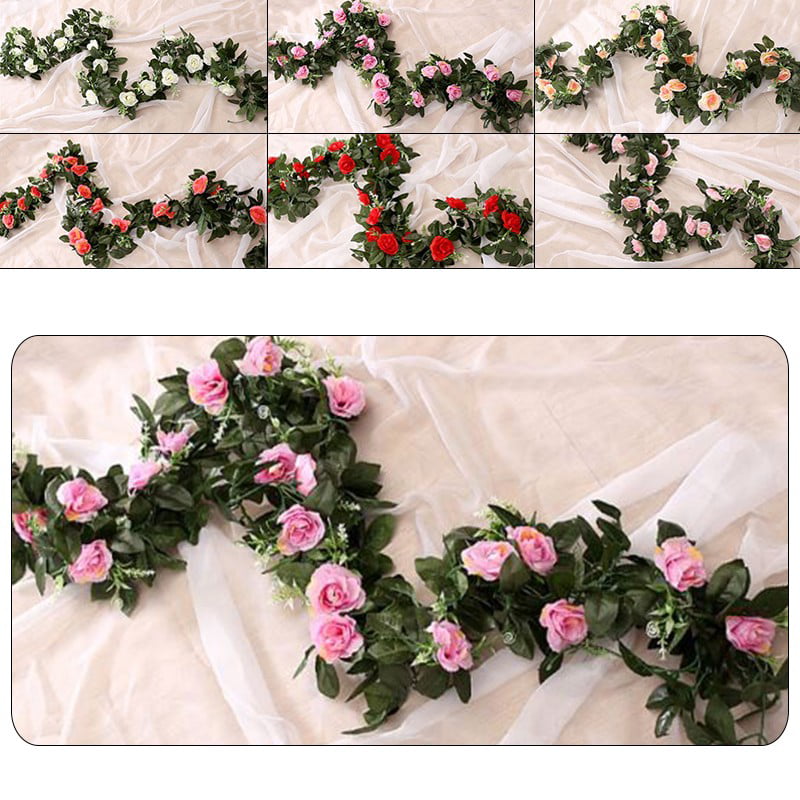 2.4m Long Silk Rose Flower Ivy Vine Leaf Garland Wedding Party Home Decor 