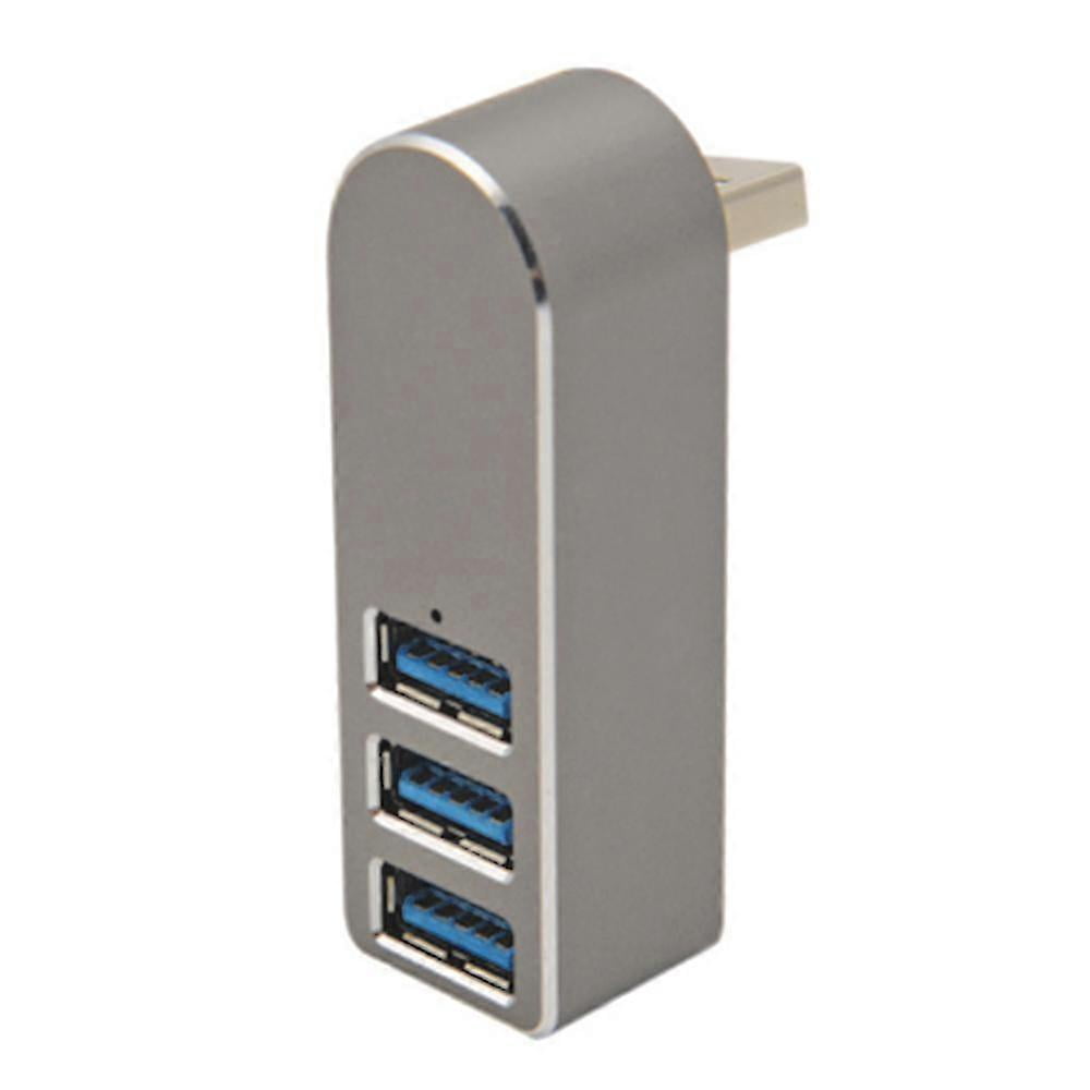 （Silver）Aluminum Alloy Rotating Usb3.0 Hub Splitter Usb Hub Splitter 3 Port Usb