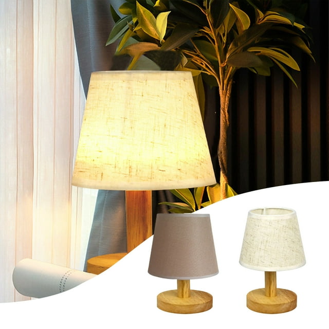 Sentmoon Desk Lamp Bedside Table Lamp Table Lamp for Bedroom 3 Way Dimmable Nightstand Lamp wirh Round Flaxen Fabric Shade for Living Room Office Dorm, Solid Wood, LED Bulb Included