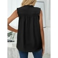 thumbnail image 5 of Gustave Women Summer Mock Neck Tank Tops Casual Ruffle Sleeveless Shirts Chiffon Button Up Blouses Loose Fit Dressy Tunic Tops "Black, XL", 5 of 6