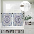 thumbnail image 5 of Kitchen Window Curtains Valance and Tier Set, Purple Ethnic Flower Texture Rod Pocket Tier Curtain Valance Set, Abstract Geometric Seamless Light Filtering Cafe Curtains for Bedroom Living Room, 5 of 9