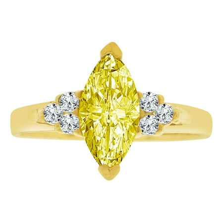 Simple Marquise - 14k Yellow Gold, Simple Classic Ring Created Color Marquise CZ Synthetic Nov Birthstones