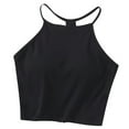 thumbnail image 1 of Camiseta sin mangas con hombreras de color liso para mujer - Sujetador de algodón con tirantes finos y cuello colgante, tallas S-XL, 1 of 3