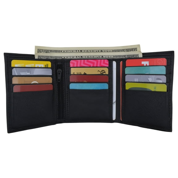 RFID Trifold Premium Leather Mens Card Holder Wallet W/ Outside ID Window