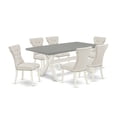 thumbnail image 6 of East West Furniture 7-Piece Kitchen Dining Set- 6 Dining Padded Chairs with Doeskin Linen Fabric Seat and Button Tufted Chair Back - Rectangular Table Top & Wooden Cross Legs - Cement and Linen White, 6 of 10