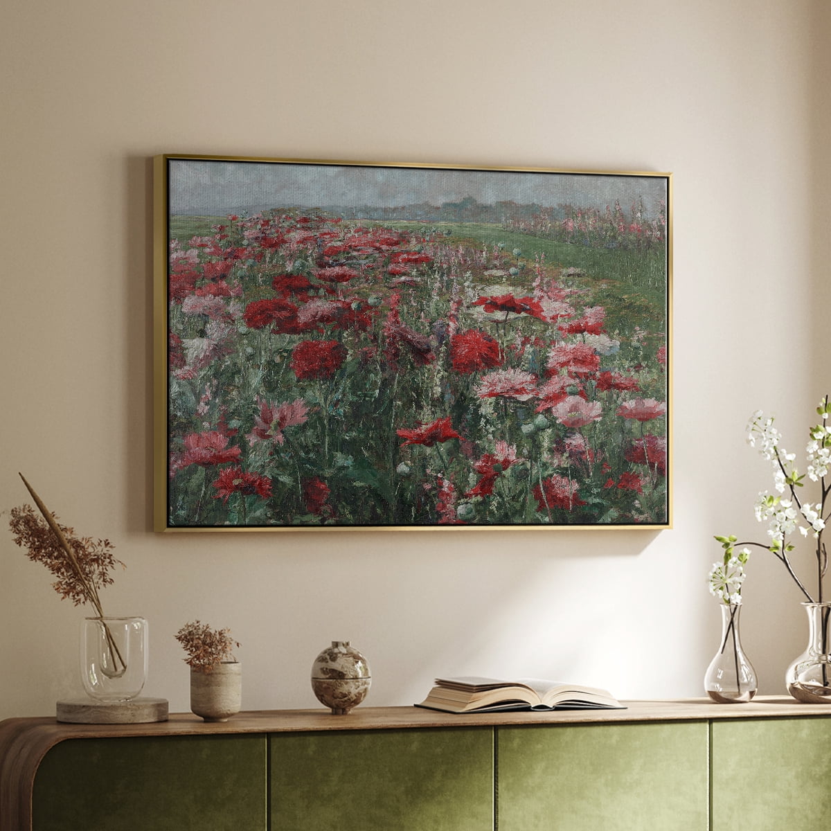 Vintage Botanical Print-XC By Wexford Home Framed in Gold Wood Gallery Wrapped Canvas 25 in. x 37 in.