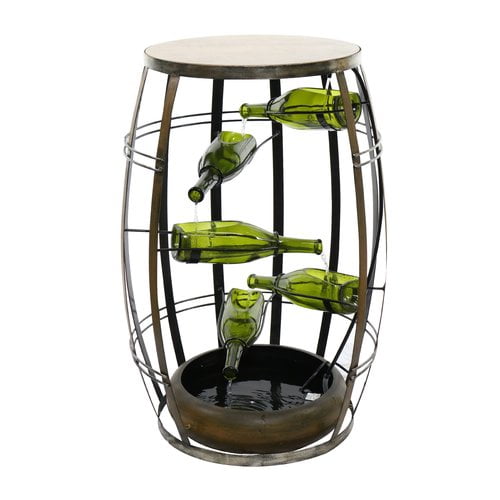 Alpine Corporation IPS246 Alpine Metal Tiered Wine Bottles in a Barrel Fountain, 31 Inch... by Alpine