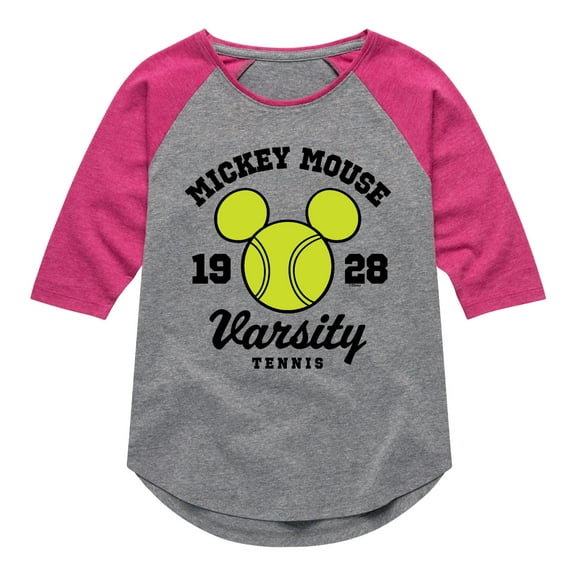 Mickey & Friends - Mickey Head Varsity Tennis - Toddler And Youth Girls Raglan Graphic T-Shirt