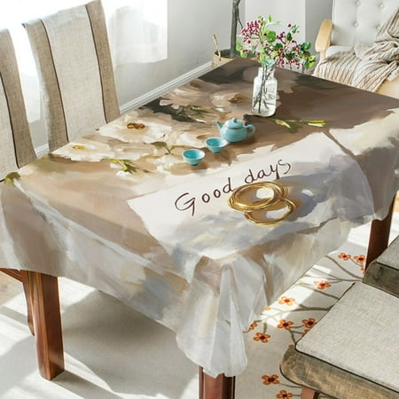 

BZSMCE Square Tablecloth White Flowers Rings Pattern Pattern Tableclothes