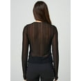 thumbnail image 5 of Women Sexy- See Through Long Sleeve T-Shirts Mesh Sheer Skinny Rib Scalloped Trim Tees Blouse Top Outfits, 5 of 6