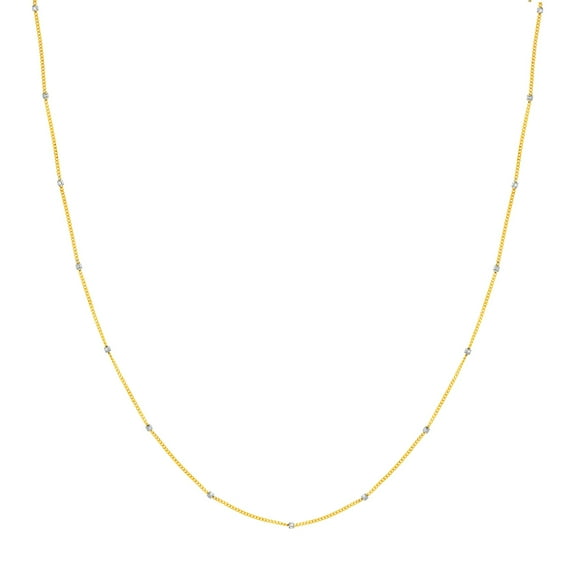 14k Yellow and White Gold 1.35mm 2tone Cube Saturn Chain Necklace Lobster Lock Closure Q 22 Inch Chain Necklace for Wome