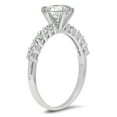 thumbnail image 2 of 1.05 ct Round Cut Genuine Cultured Diamond VS1-VS2 J-K 14K White Gold Promise Wedding Statement Engagement Designer Ring W/ Crystal side stones size 9, 2 of 6