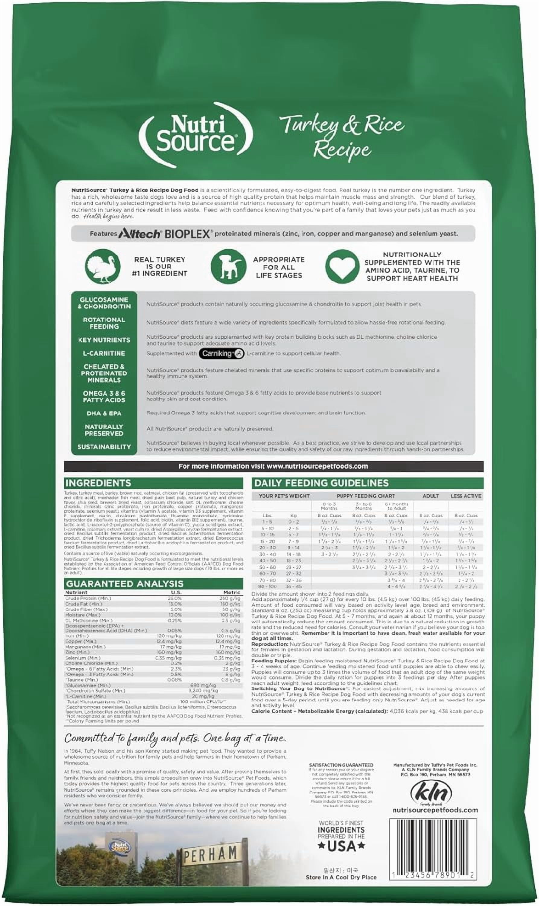 NutriSource with Wholesome Grain Turkey & Rice Recipe Dog Food 12 lb