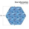 thumbnail image 2 of Lsque Blue Fish Pattern 4" Drink Coasters Set of 4, PVC Leather Absorbent Coasters, Table Coaster Set Decorative Coffee Cup Coasters Housewarming Gift -Hexagon, 2 of 6