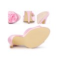 thumbnail image 4 of BLISSFUL STEP Flower Open Toe Slip on Stiletto Heel Slide Sandals for Women Bling Pink 9.5, 4 of 7