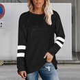 thumbnail image 2 of Duoif Fall Sweatshirts for Women, Women's Casual Striped Top - O-Neck Loose Sweatshirt Womens Sweatshirt Black L, 2 of 9