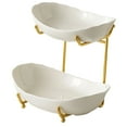 thumbnail image 1 of veasfak Ceramic Fruit Bowl for Kitchen Counter Fruit Display Stand for Kitchen Snack Gold 2 Layer, 1 of 9