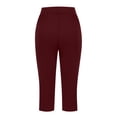 thumbnail image 6 of felwors Women V Crossover High Waisted Yoga Capris Comfy Capri Sweatpants Loose Wide Leg Cropped Pants Workout Leggings (Wine, L), 6 of 6