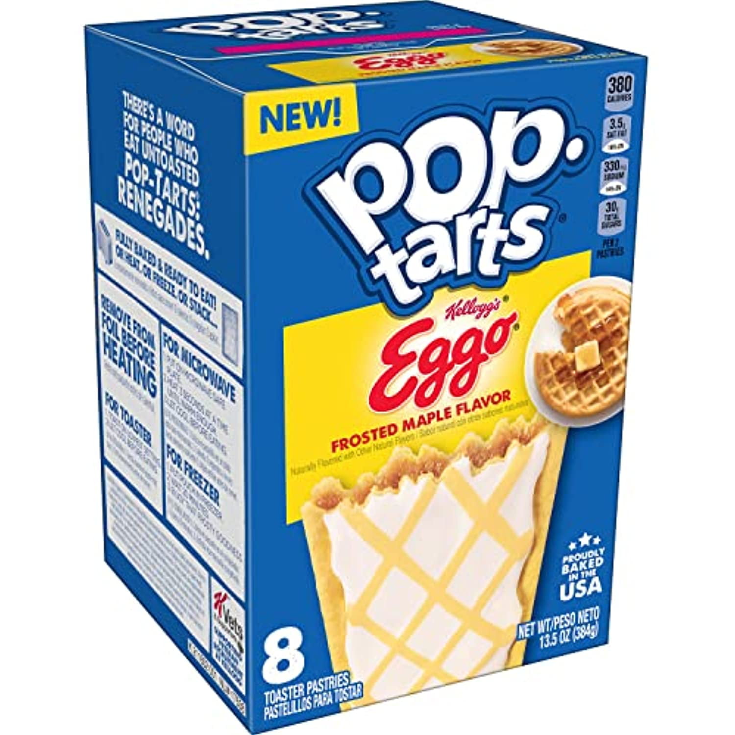 Pop-Tarts Eggo Toaster Pastries, Breakfast Foods, Baked In The Usa, Frosted Maple Flavor, 13.5Oz Box (8 Toaster Pastries)