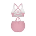 thumbnail image 3 of Ynynloco Womens Sexy 2 Piece Bikini Sets Cheeky High Cut Bathing Suit Color Block Textured U-Wire Swimsuits, 3 of 8