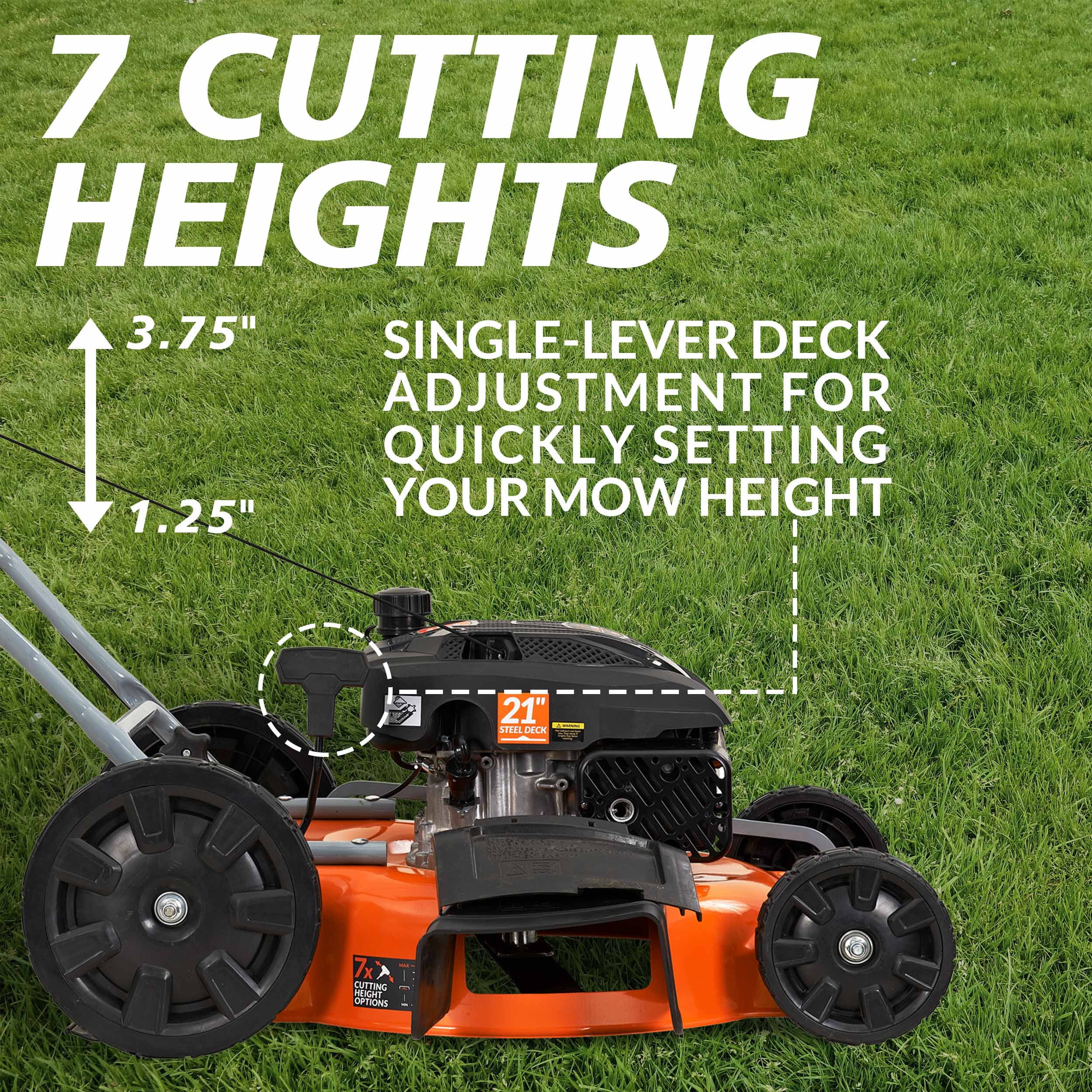Yard Max 21 in. 170cc 2-in-1 Gas Walk Behind Push Lawn Mower with High Rear Wheels