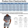 thumbnail image 5 of Vedolay Men's Summer Print Lapel Button Short Sleeves and Lace Up Shorts Set,Blue M, 5 of 5