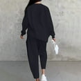 thumbnail image 5 of ibuvkizy Two Piece Sets for Women,Winter Outfits for Women 2025 Women's Solid Color Casual Round Neck Loose Irregular Long Sleeved Pocket Pants Set Black,S, 5 of 9