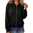 thumbnail image 6 of yillto Womens Coat Hooded Casual Sweatshirt Lightweight Zip up Fall Loose Drawstring Jackets with Pockets, 6 of 7