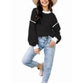 thumbnail image 1 of Suéter Holgado de Otoño para Mujer, Moderno Jersey de Punto A Rayas con Mangas Murciélago y Bloques de Color. Negro XL, 1 of 6