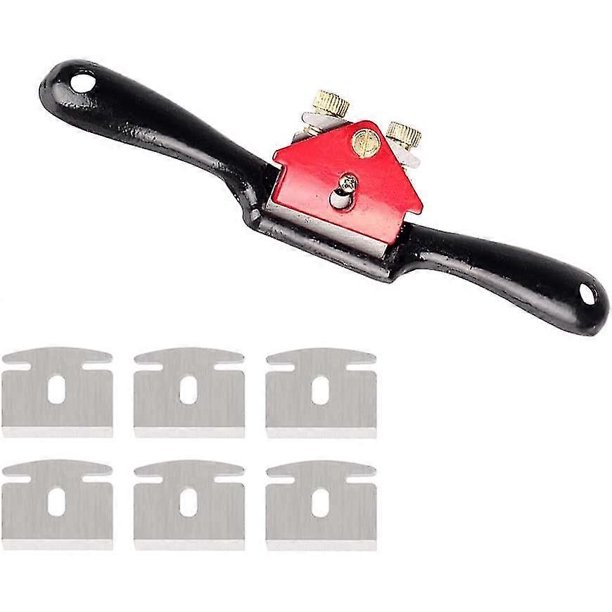 Herramienta manual para trabajar la madera, cepillo de radios ajustable, kit de afeitado de radios, cepillo de mano alisador, cepillo de carpintería con 6 cuchillas de repuesto para cepillar y tr