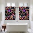 thumbnail image 4 of Watercolor Flowers Kitchen Curtain for Berdoom Living Room Cafe 45 Inch Length, Retro Spring Floral Botanical Leaves Black Tiers Curtains Light Filtering Drapes Window Treatment 2 Panels 52"Wx45"L, 4 of 8