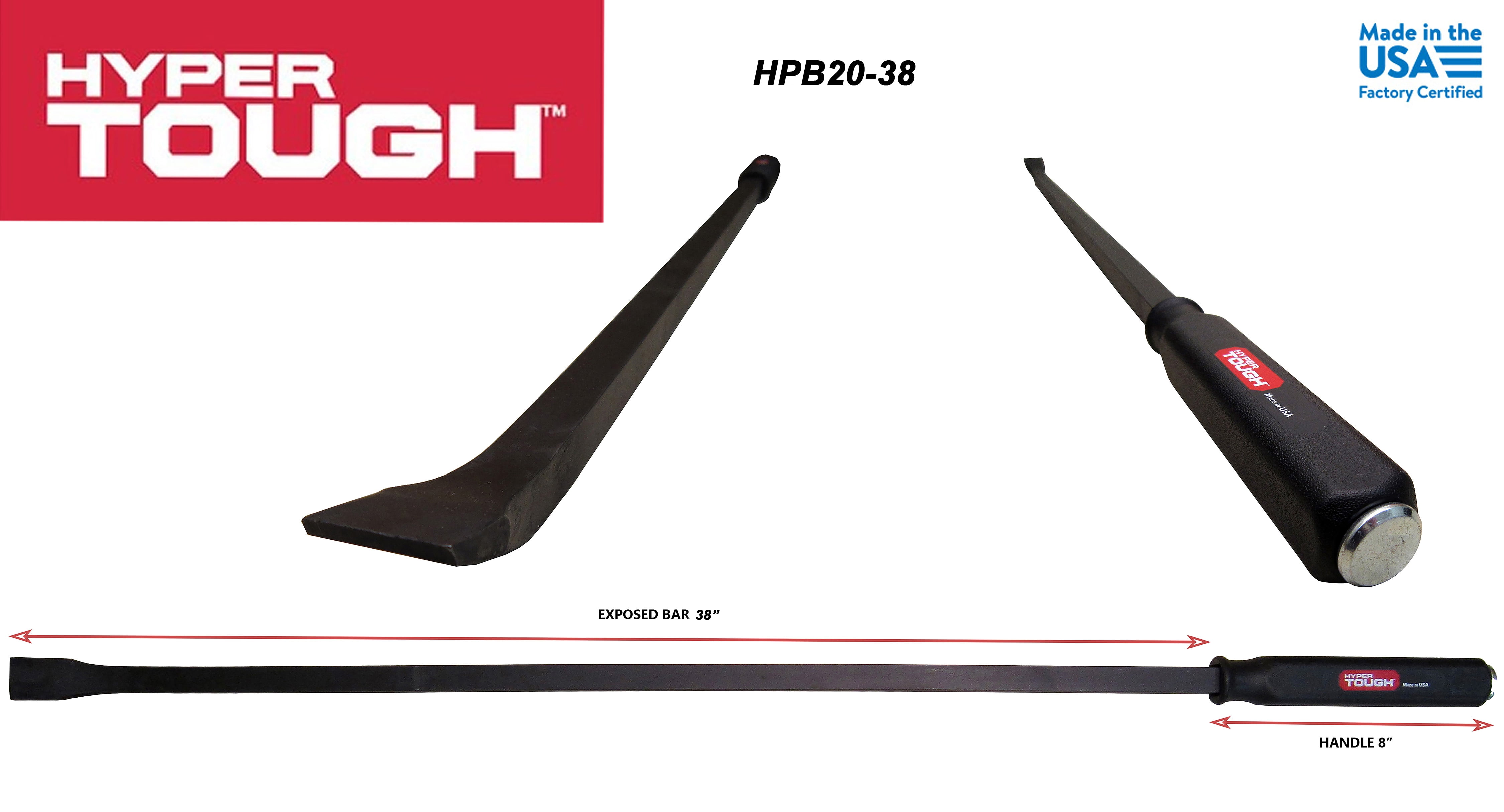 Hyper Tough 45-Inch Steel Pry Bar with Metal Striking Cap