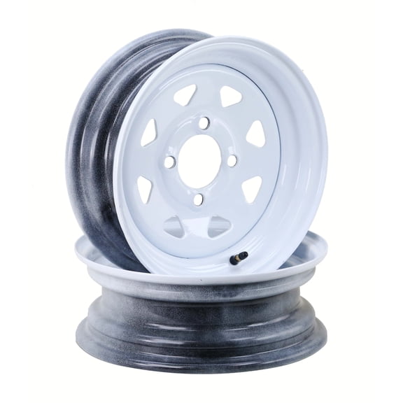 LIBRA 12 x 4 Trailer Wheels 4 Lug on 4" Bolt Pattern White Spoke, Set 2-17026
