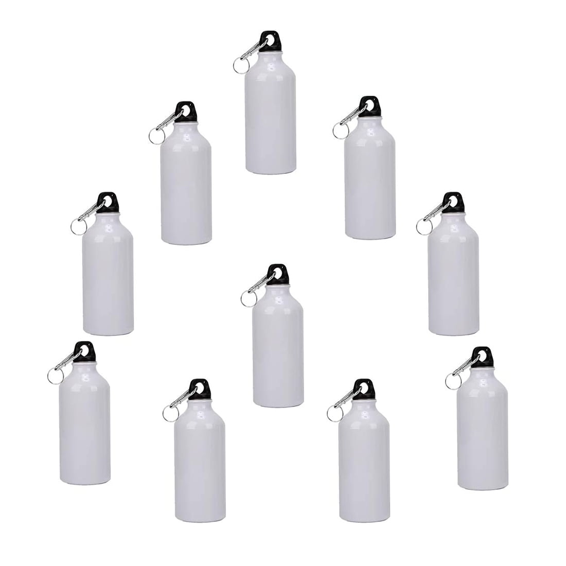 INTBUYING 10pcs 500ml Aluminium Water Bottle with Safe Lock White ...